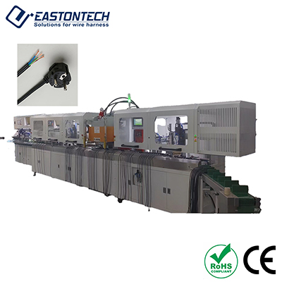Automatic Power Cord Cutting, Stripping, Riveting, and Injection Molding Machine EW-9805