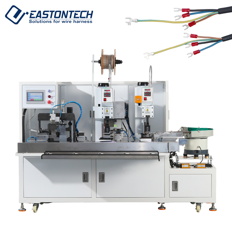 Vibrating plate feeding Three/Four core sheathed cable stripping and terminal crimping machi EW-7045