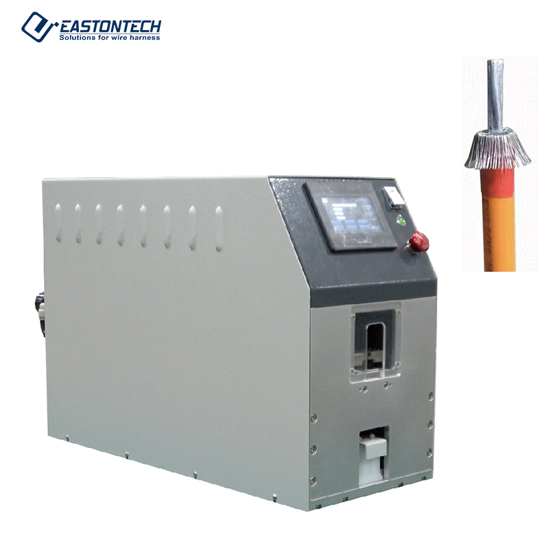 Automatic Cable Shield Braid Brushing, Cutting and Folding Back Machine (Wire OD 2.5–6.0mm) EW-1190