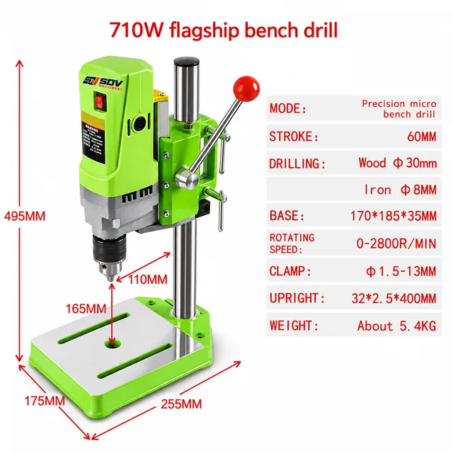Electric Bench Drill Vise Fixture - Variable Speed Heavy Duty for Wood/Metal DIY