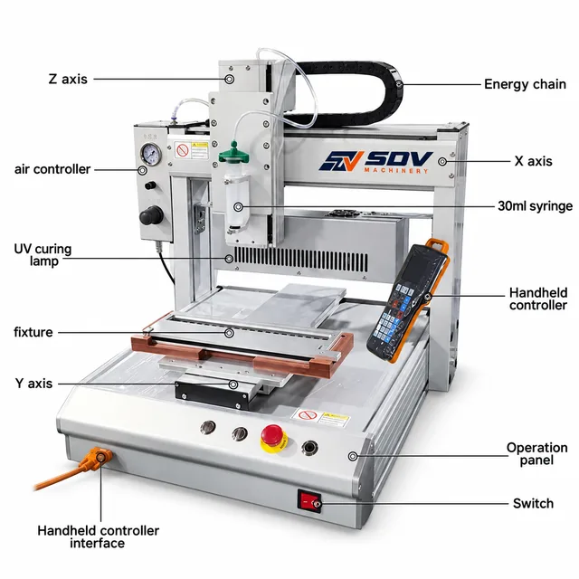 Solder Paste Dispenser - USB Cable Auto Glue Dispensing UV Curing YK-D331