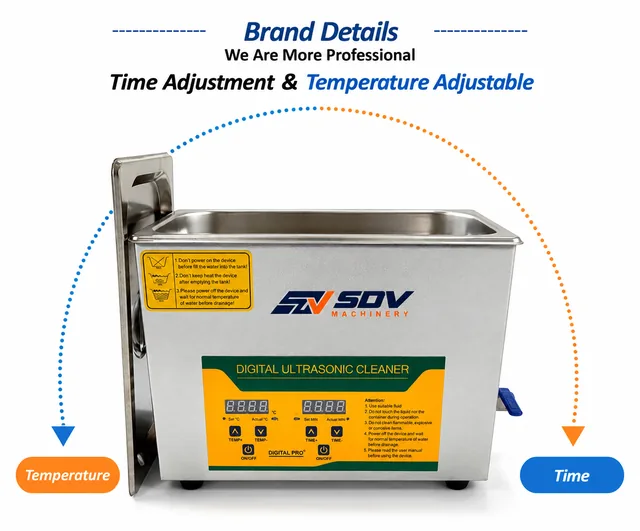 Powerful Stainless Steel Ultrasonic Cleaner 10L - Digital Timer Heater for Jewelry