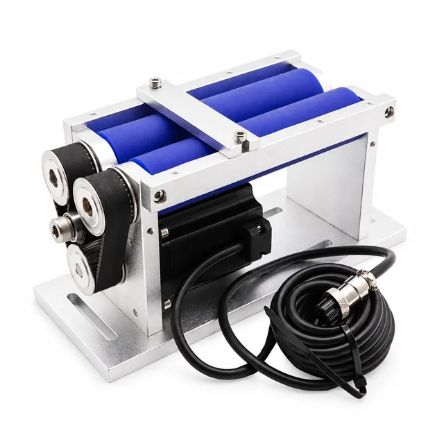 Raycus 70W Fiber Laser - Metal Business Cards Cutting Silver Rotary Axis