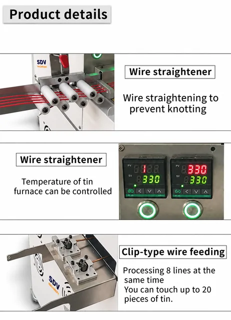 Double-Head Dip Tin Machine - Fully Automatic 10-Wire Soldering