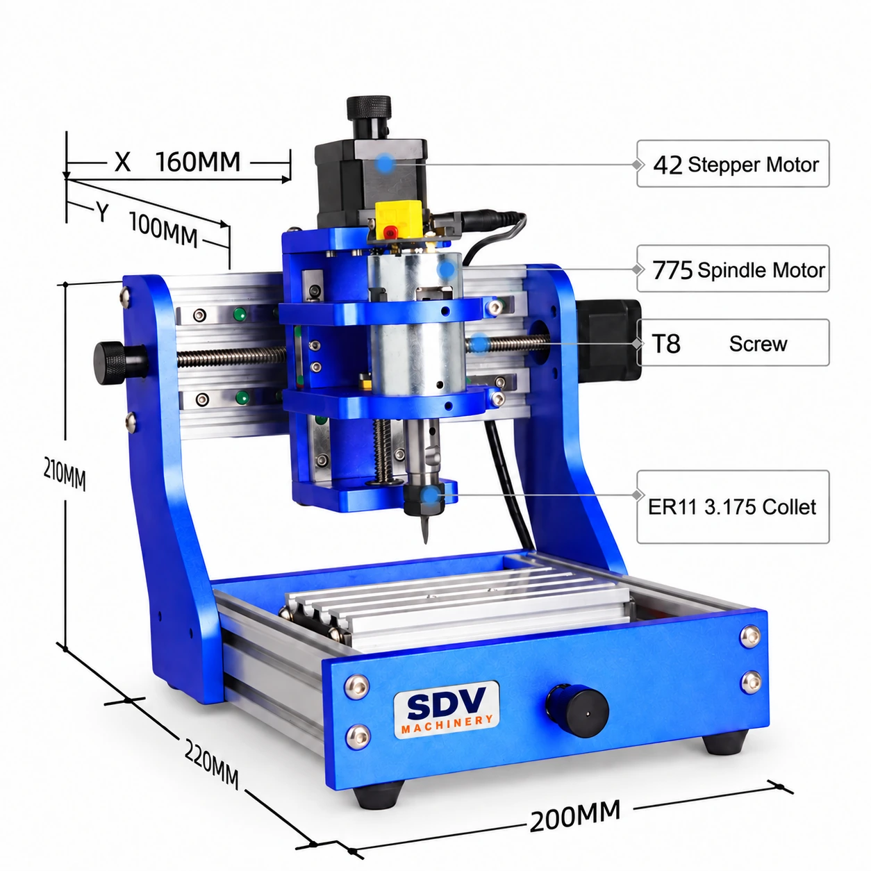 全金属迷你 CNC 铣床 1310 框架 - 桌面 PCB 铣削木材
