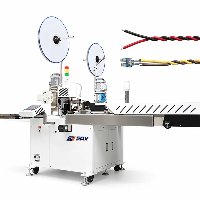 Fully Automatic 6-Wire Double-End Terminal Crimping, Tin-Dipping and Twisting Machine (AWG 30–16) EW-9965
