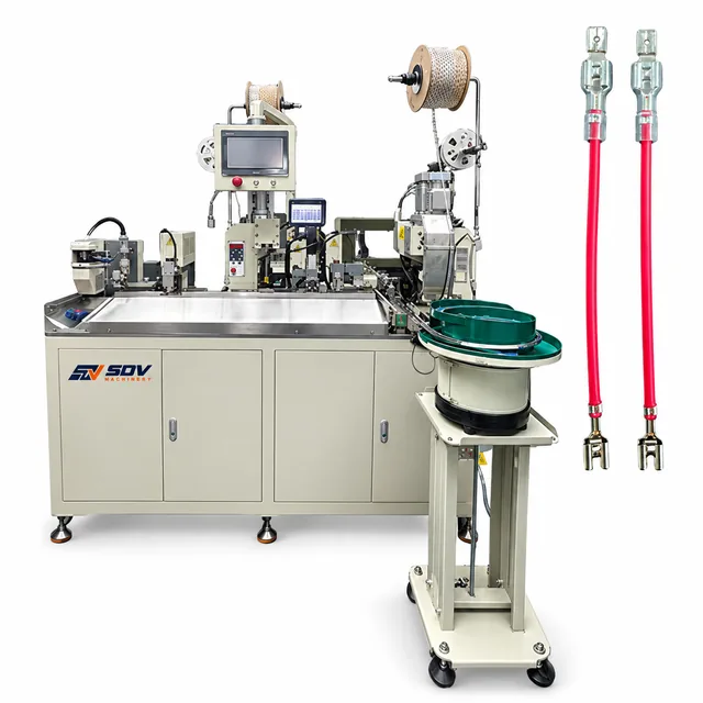 Fully Automatic Cable Double-End Stripping, Terminal Crimping and Heat-Shrink Tubing Inserting Machine EW-9695