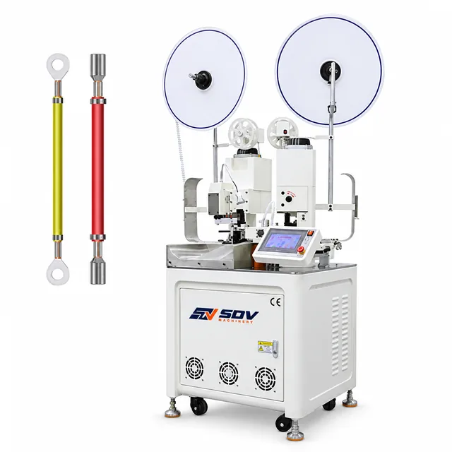 Automatic Double Head Wire Cutting Stripping and Crimping Machine (AWG28–AWG12 / 2.0T) EW-801